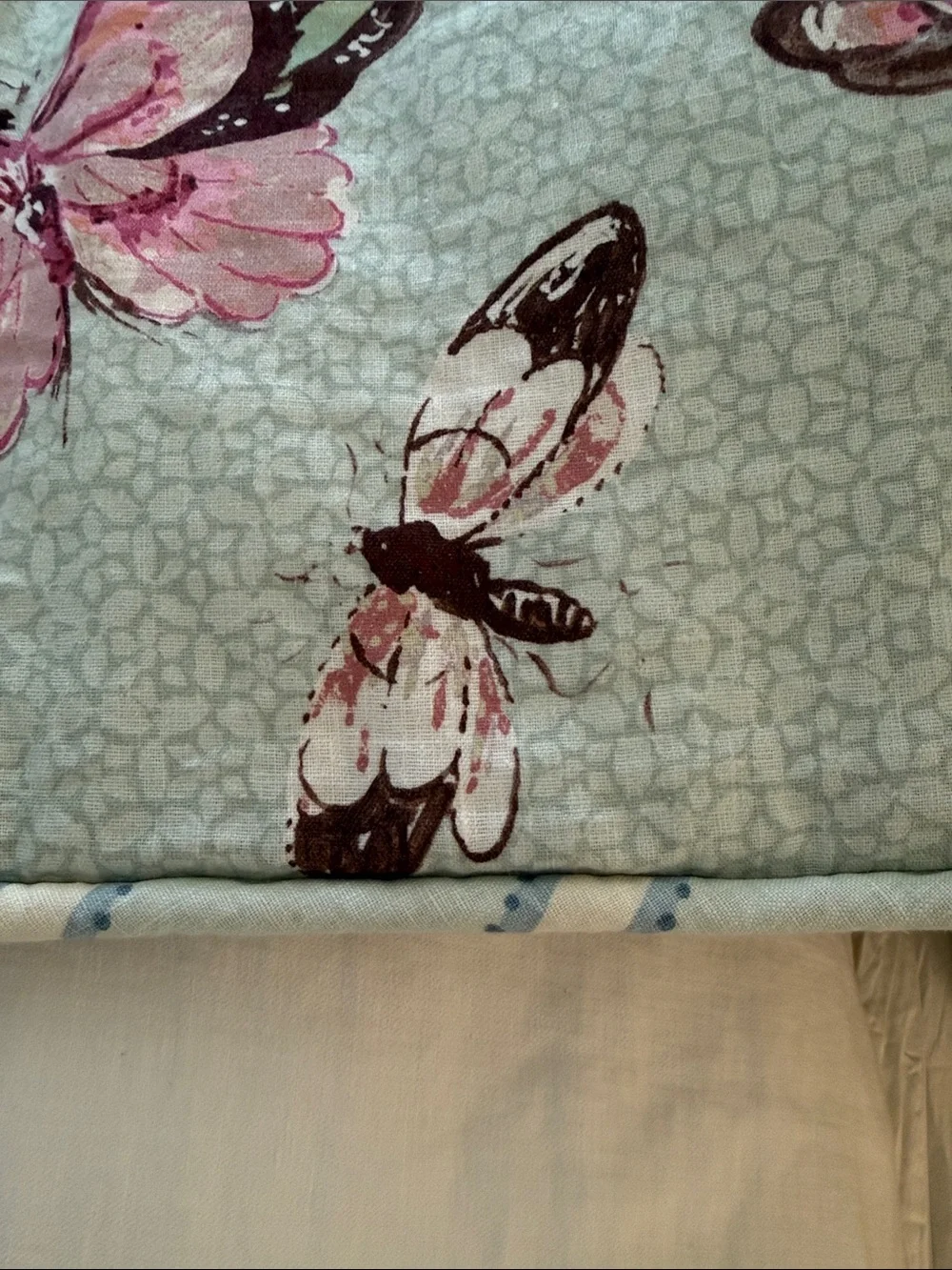 Custom designer twin Butterfly Reversible linen mix comforter, twin.